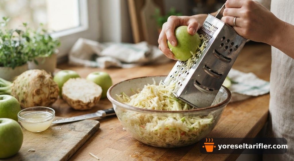 Ekşi Elmalı Kereviz Salatası Tarifi — Adım 1