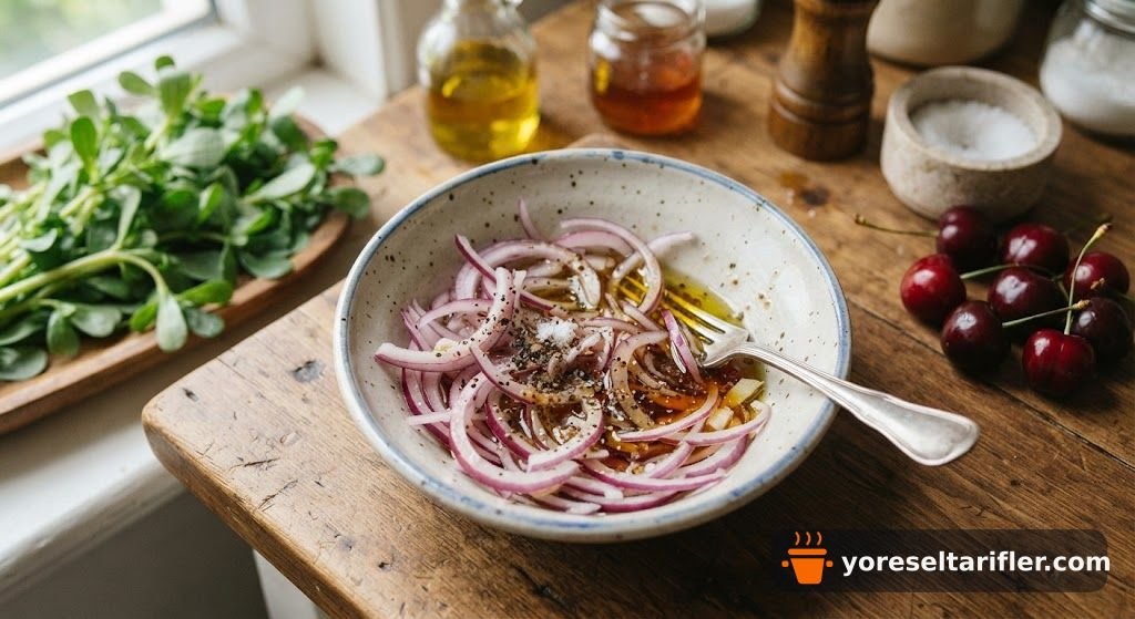 Ekşi Vişneli Semizotu Salatası Tarifi — Adım 1