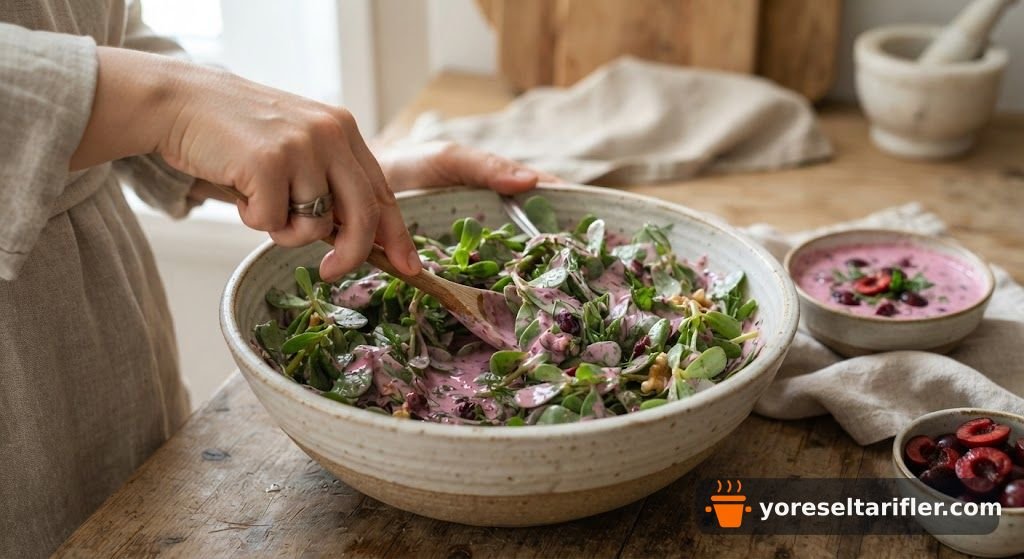 Ekşi Vişneli Semizotu Salatası Tarifi — Adım 2