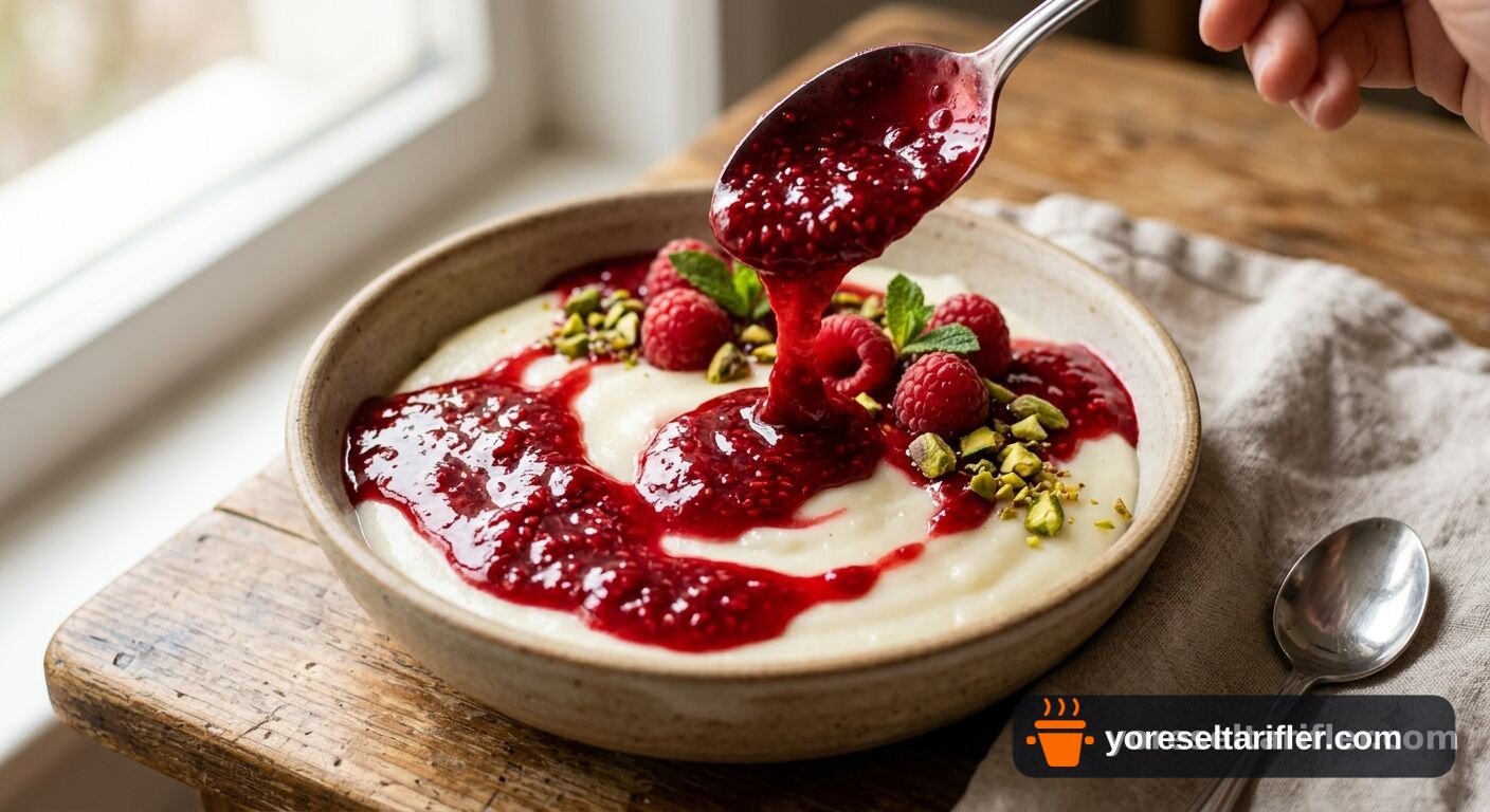 Elmalı, Ahududu Soslu Muhallebi Tarifi — Adım 6