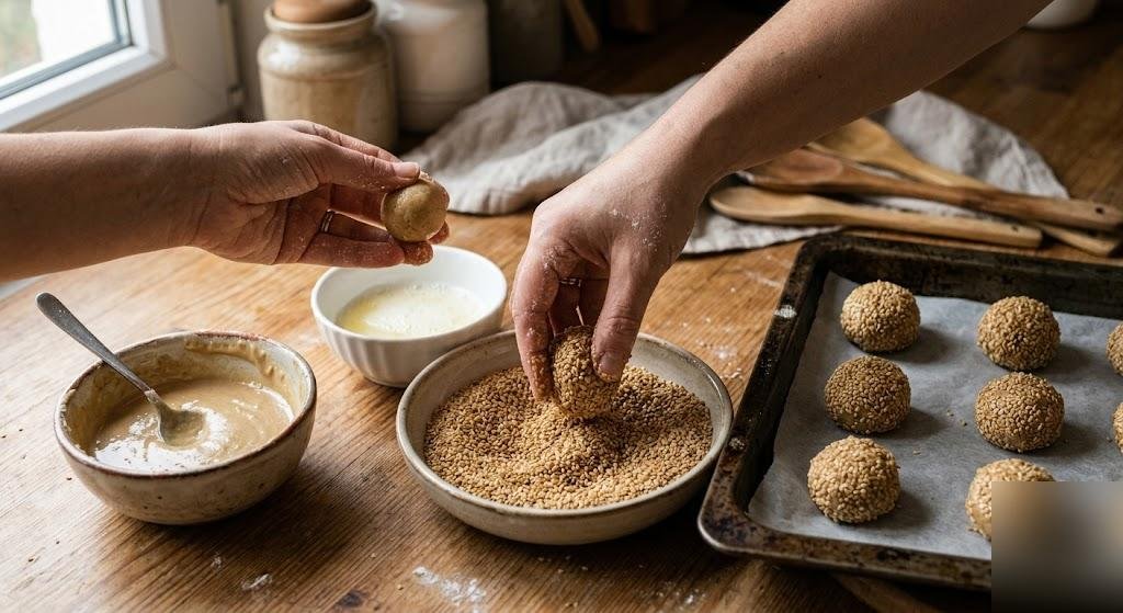 Ev Usulü Tahinli Susamlı Kurabiye Tarifi — Adım 3