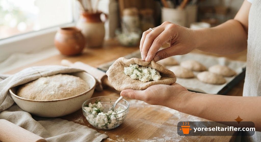 Ev Usulü Tam Buğday Unlu Peynirli Poğaça Tarifi — Adım 3