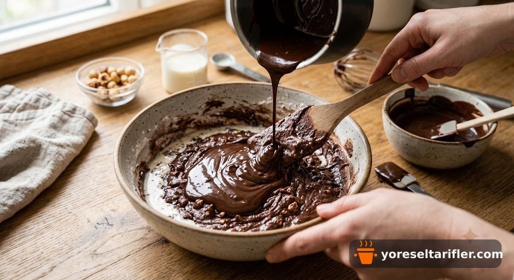 Fındık Ezmeli Kakaolu Kek Tarifi — Adım 3