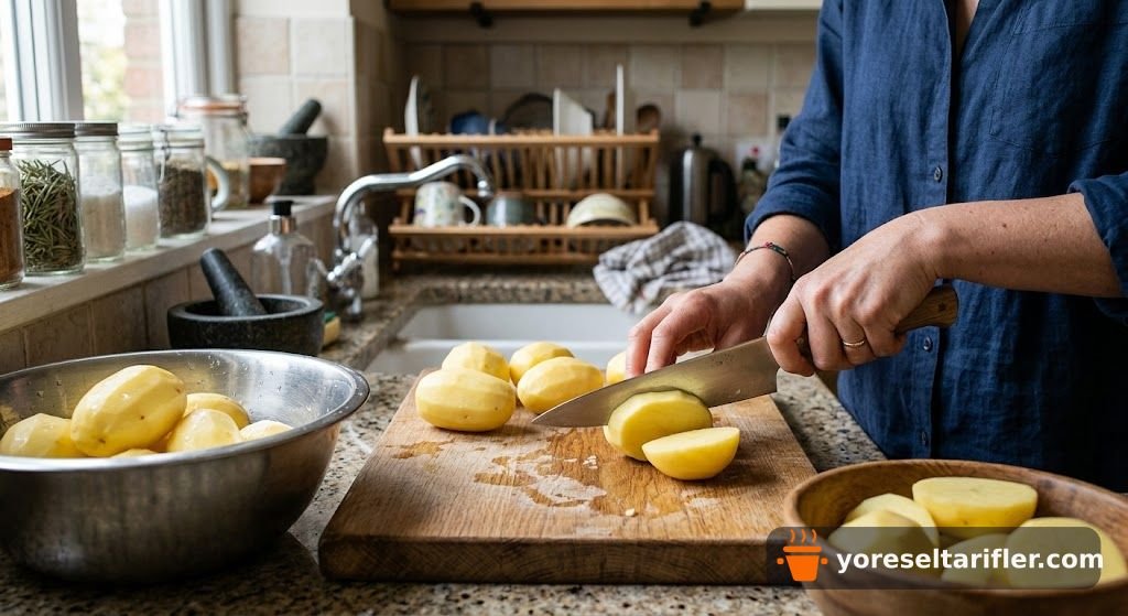 Fırında Kayık Şeklinde Patates Tarifi — Adım 1