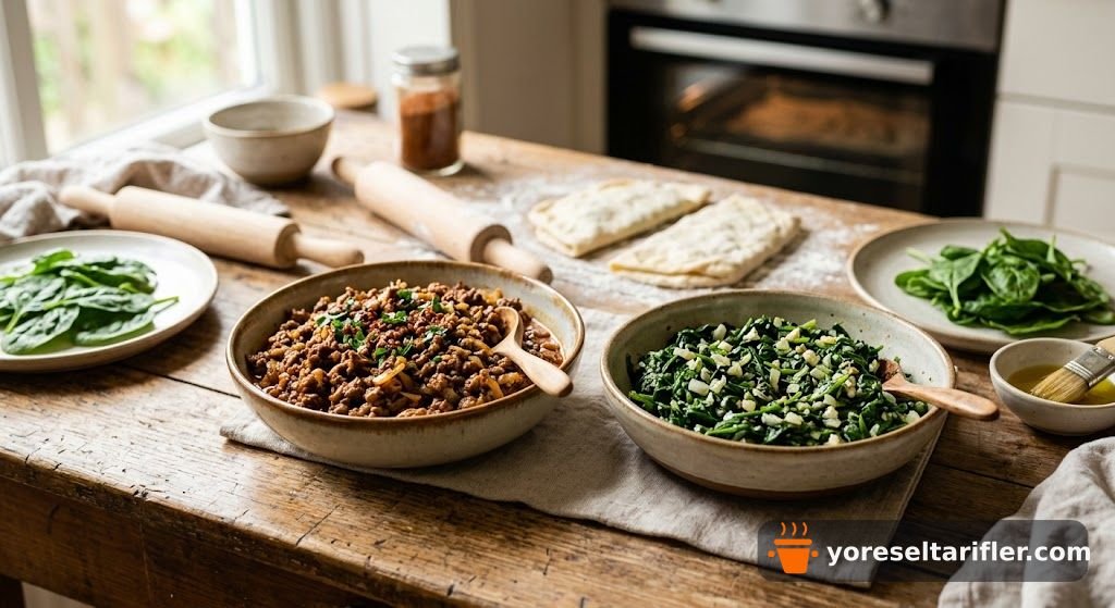 Fırında Kıymalı Ispanaklı Gözleme Tarifi — Adım 3
