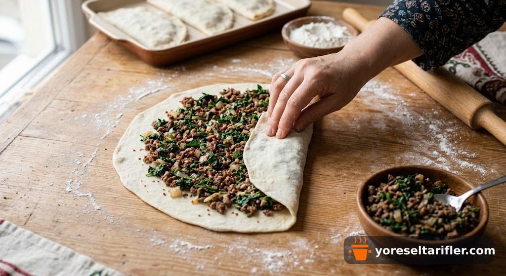 Fırında Kıymalı Ispanaklı Gözleme Tarifi — Adım 7