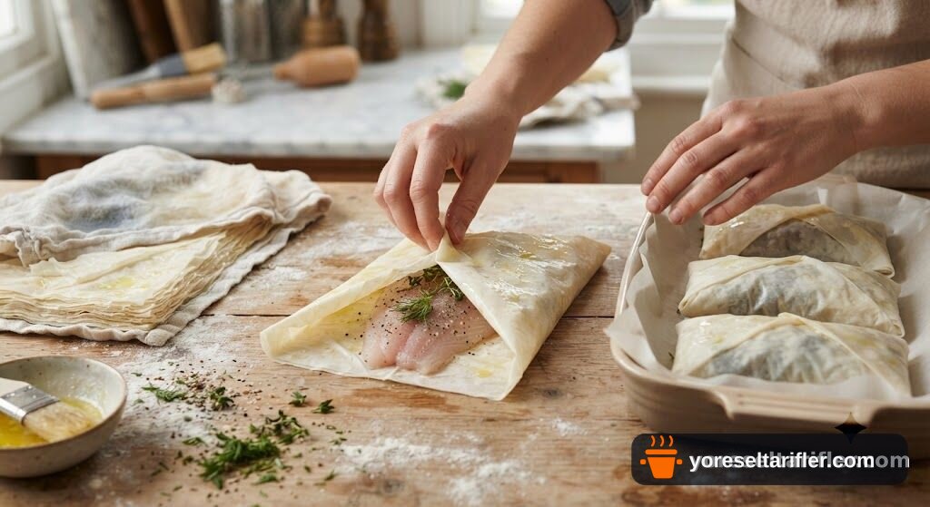 Fırında Levrek Fileto Baklava Yufkası Tarifi — Adım 7