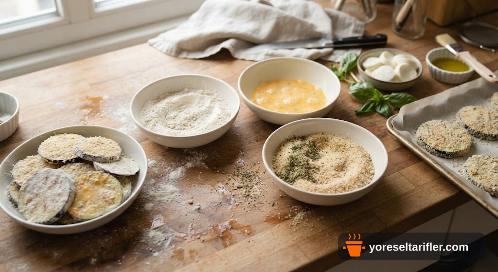 Fırında Mozzarella Peynirli Patlıcan Kuleleri Tarifi — Adım 1