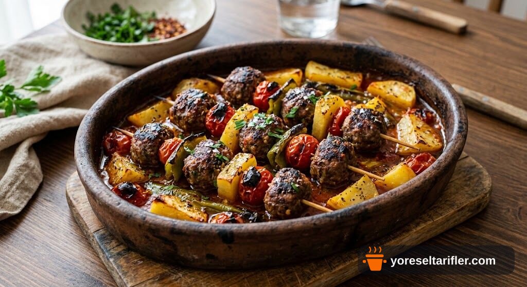 Fırında Şiş Köfte Patates Domates Tarifi — Adım 1