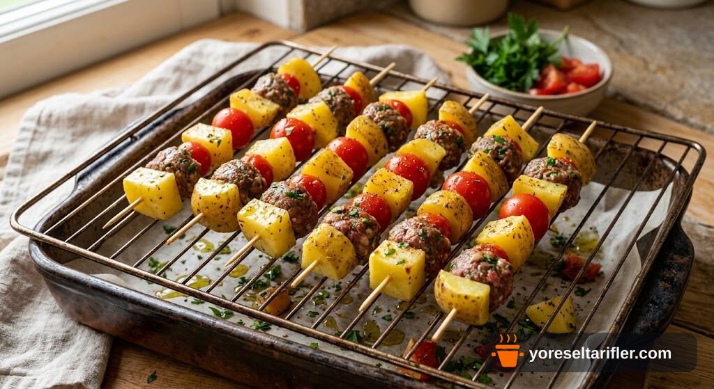 Fırında Şiş Köfte Patates Domates Tarifi — Adım 2