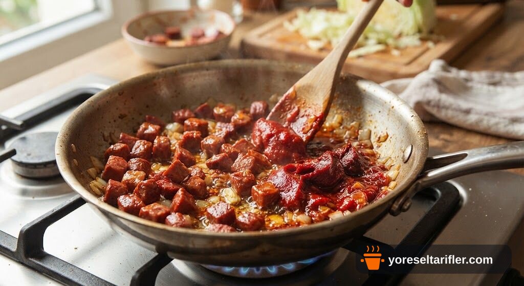 Fırında Sucuklu Kapuska Tarifi — Adım 3