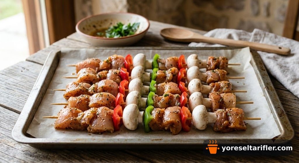 Fırında Tavuklu Mantar Şiş Tarifi — Adım 6