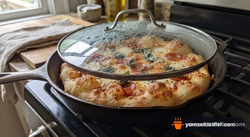 Fırınsız Pişen Tavada Pizza Tarifi — Adım 6