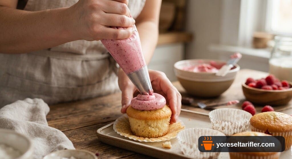 Frambuazlı Krema Dolgulu Cupcake Tarifi — Adım 7