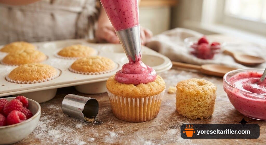 Frambuazlı Krema Dolgulu Cupcake Tarifi — Adım 8