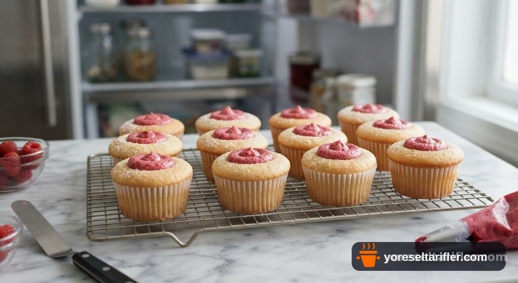 Frambuazlı Krema Dolgulu Cupcake Tarifi — Adım 9