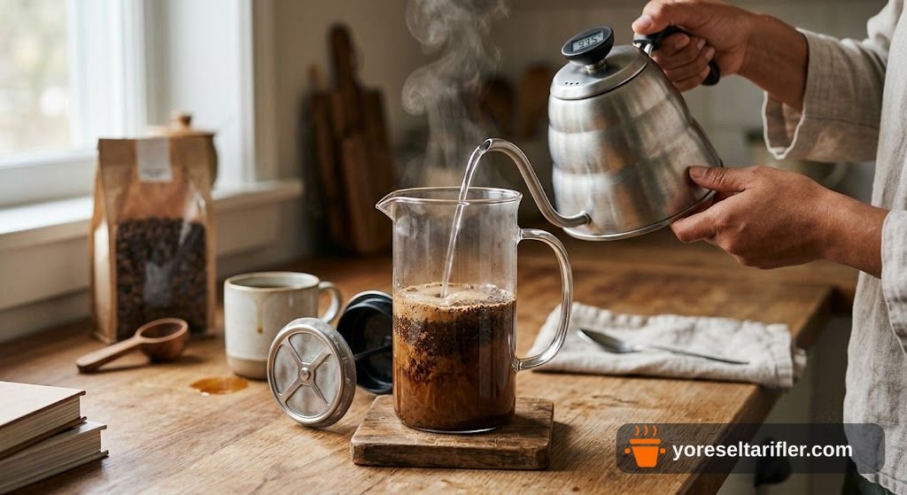 French Press ile Kolay Filtre Kahve Tarifi — Adım 3