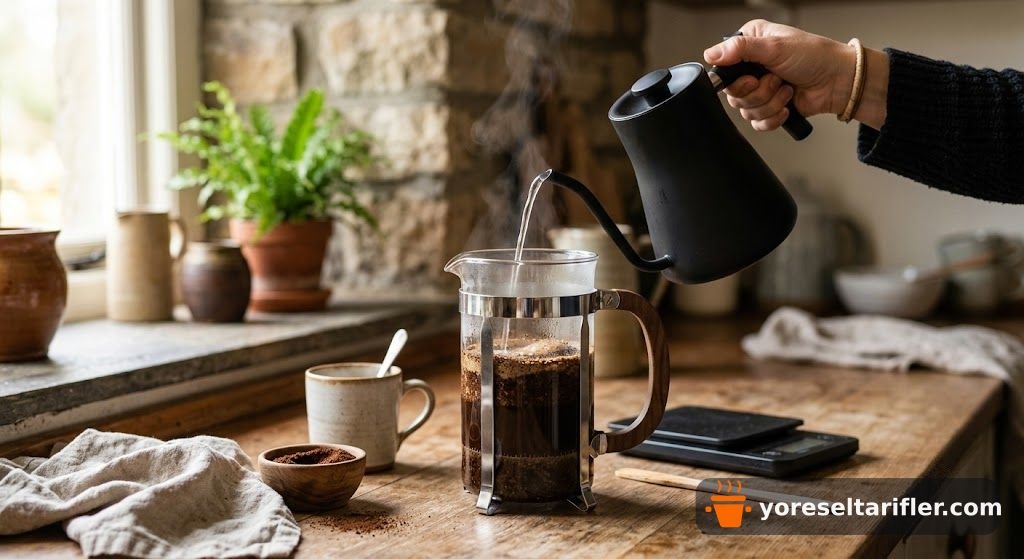 French Press ile Kolay Filtre Kahve Tarifi — Adım 4