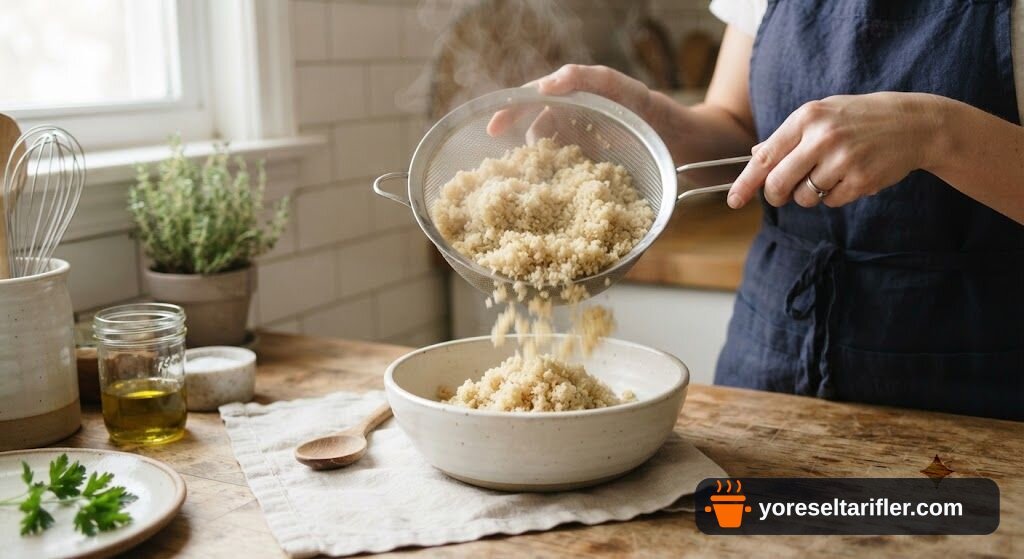 Glutensiz Zerdeçallı Kinoa Kısır Tarifi — Adım 2