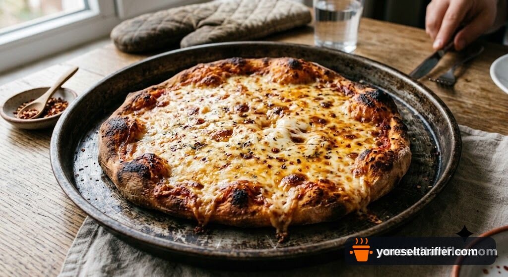 Haşlanmış Yumurta ve Fesleğenli Kahvaltılık Pizza Tarifi — Adım 3