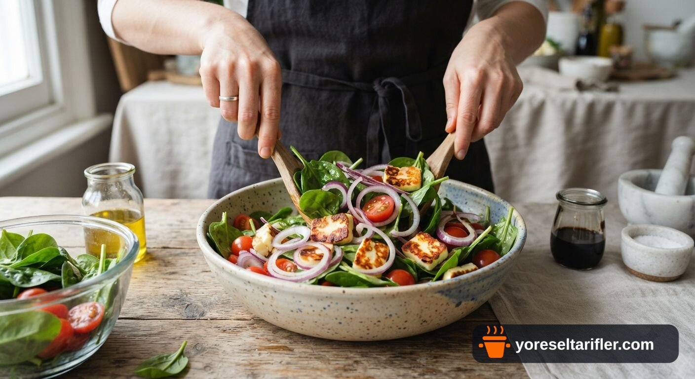 Hellimli Ispanak Salatası Tarifi — Adım 3