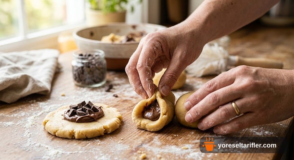 İçi Bol Çikolatalı Yumuşak Kurabiye Tarifi — Adım 4