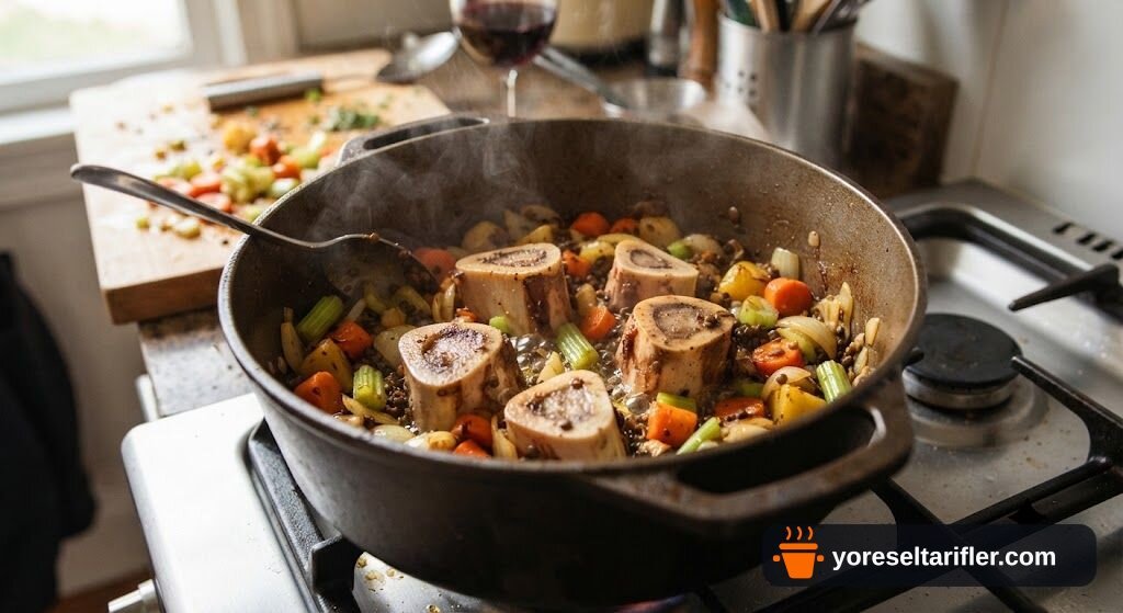 İlikli Kemik Suyuna Sebzeli Mercimek Çorbası Tarifi — Adım 1