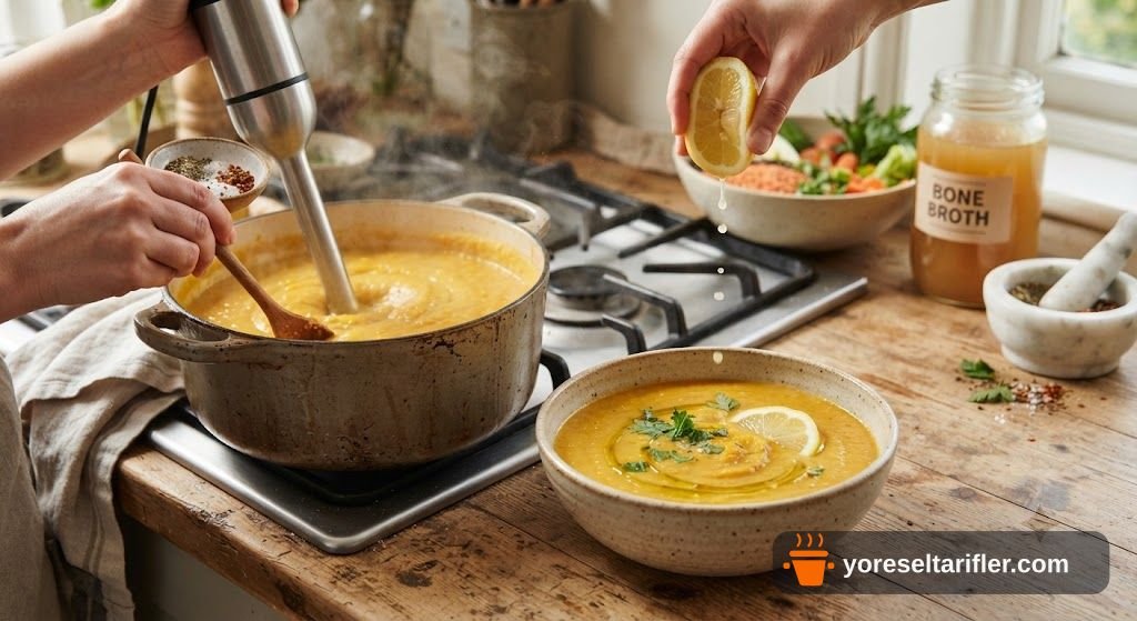 İlikli Kemik Suyuna Sebzeli Mercimek Çorbası Tarifi — Adım 3