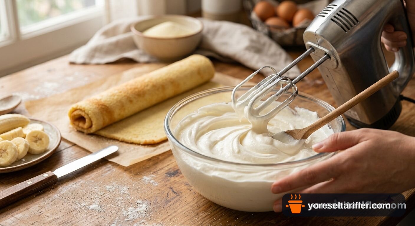 İrmikli Muzlu Rulo Pasta Tarifi — Adım 4