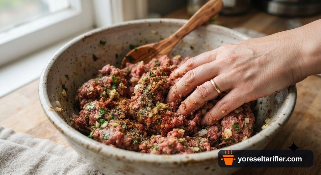 Islak Hamburgerde Domates Sosuyla Köfte Tarifi — Adım 2