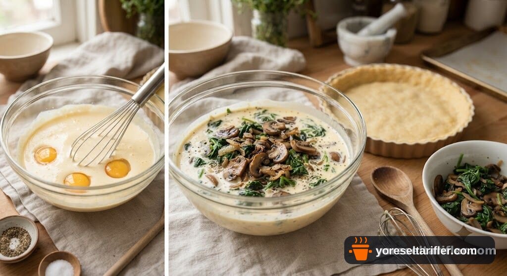 Ispanaklı Mantarlı Kiş Tarifi — Adım 10