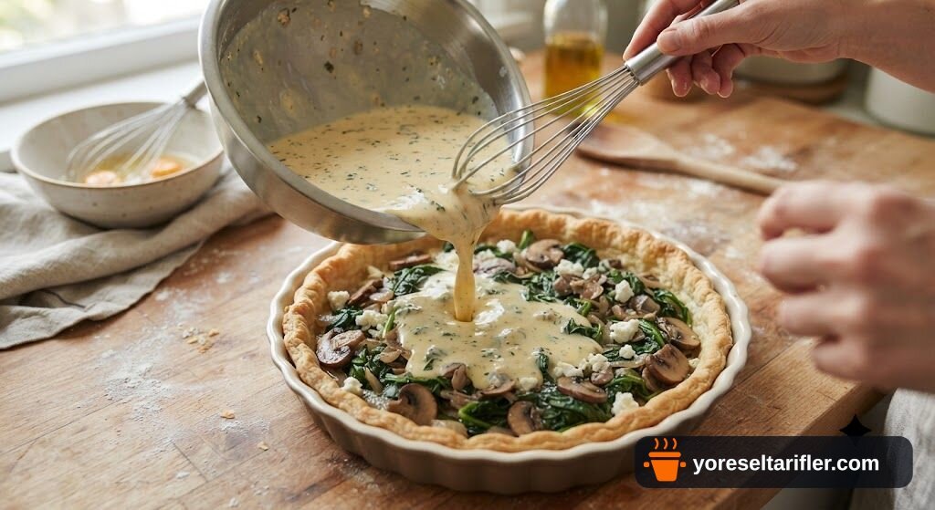 Ispanaklı Mantarlı Kiş Tarifi — Adım 12