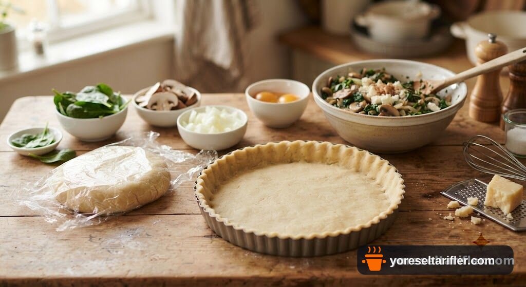Ispanaklı Mantarlı Kiş Tarifi — Adım 7