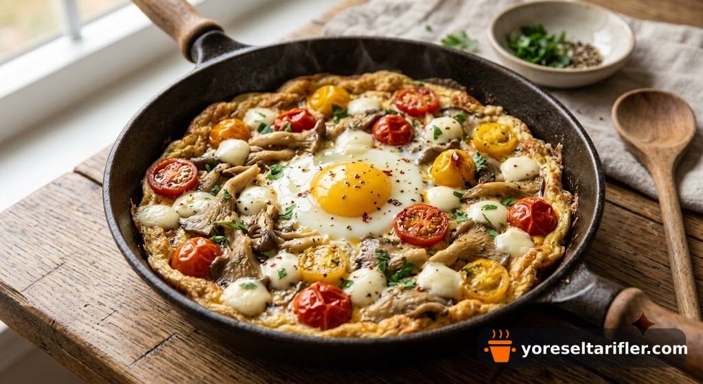 İstiridye Mantarlı Misket Peynirli Omlet Tarifi — Adım 4