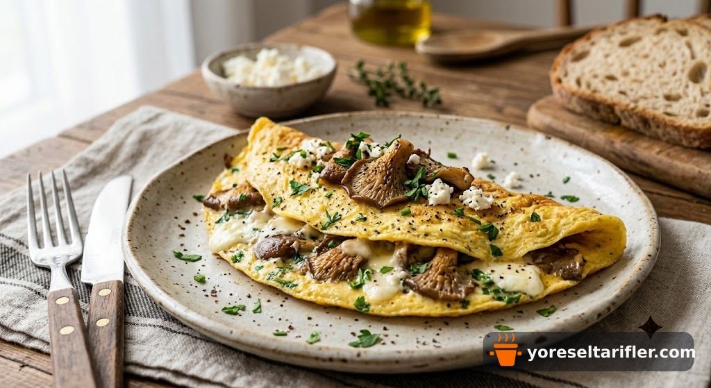 İstiridye Mantarlı Misket Peynirli Omlet Tarifi — Adım 5