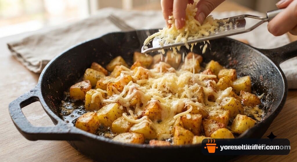 Kahvaltılık Kaşarlı Patates Kavurma Tarifi — Adım 4