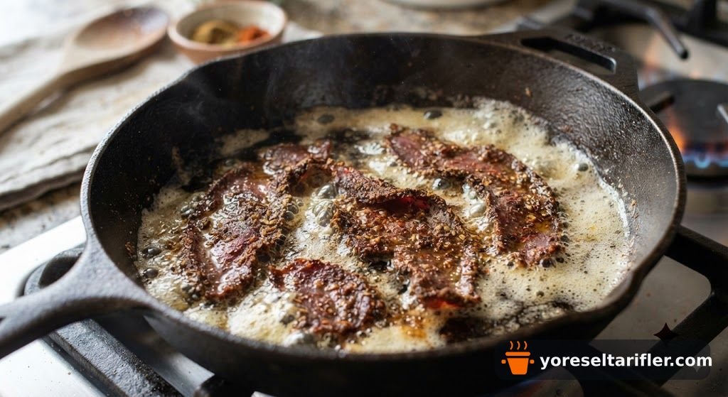 Kahvaltılık Meksika Usulü Pastırmalı Yumurta Tarifi — Adım 3