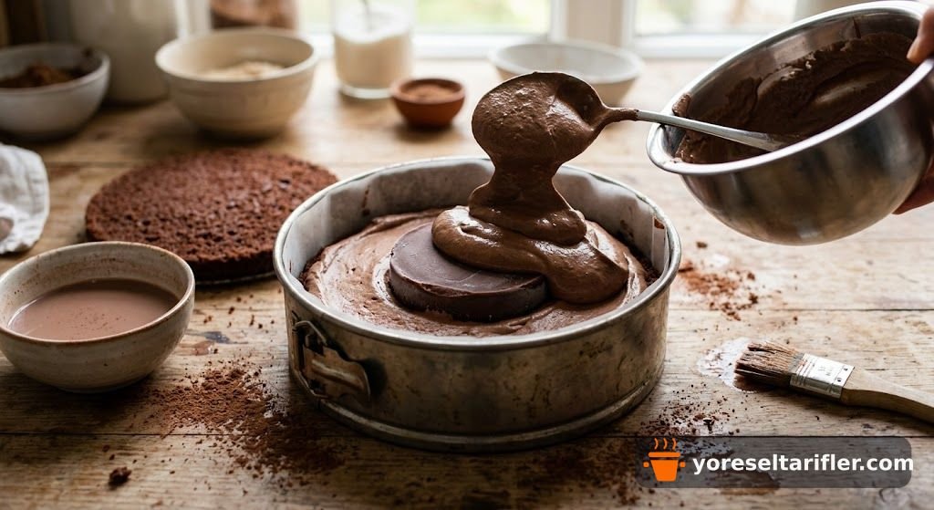 Kakaolu Mousse ve Pudingli Çoko Pasta Tarifi — Adım 7