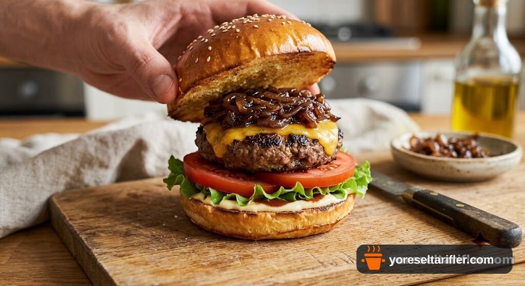 Karamelize Soğanlı Ev Yapımı Burger Tarifi — Adım 15