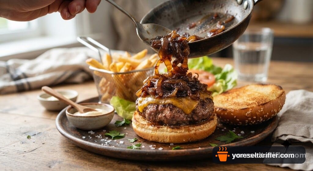 Karamelize Soğanlı Ev Yapımı Burger Tarifi — Adım 16