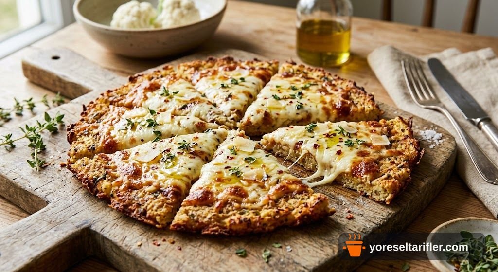 Karnabahar ve Zeytinyağıyla Kızarmış Pizza Tarifi — Adım 2