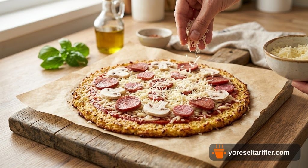 Karnabahar ve Zeytinyağıyla Kızarmış Pizza Tarifi — Adım 5