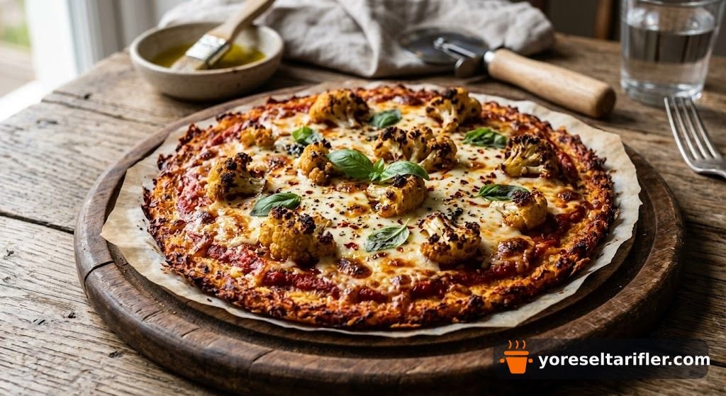 Karnabahar ve Zeytinyağıyla Kızarmış Pizza Tarifi — Adım 6