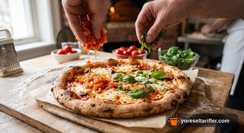 Karnabahar ve Zeytinyağıyla Kızarmış Pizza Tarifi — Adım 7