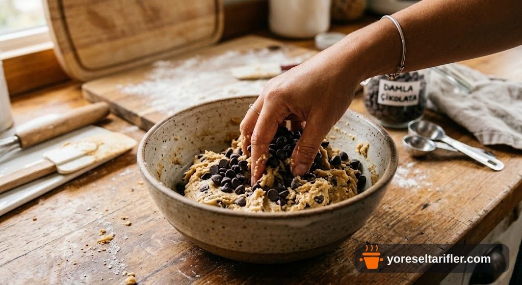 Keçiboynuzu Özlü Şekersiz Damla Çikolatalı Kurabiye Tarifi — Adım 4