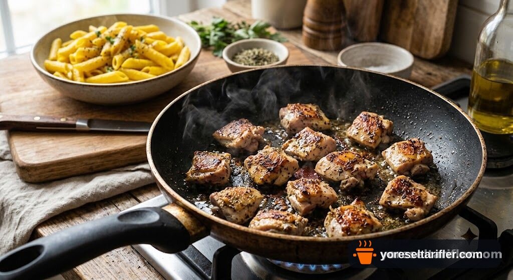 Kekikli Tavuk ve Zerdeçallı Makarna Tarifi — Adım 2