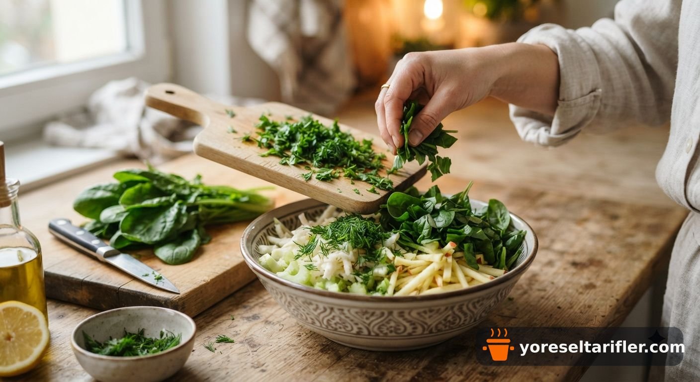 Kerevizli Ispanak Salatası Tarifi — Adım 3