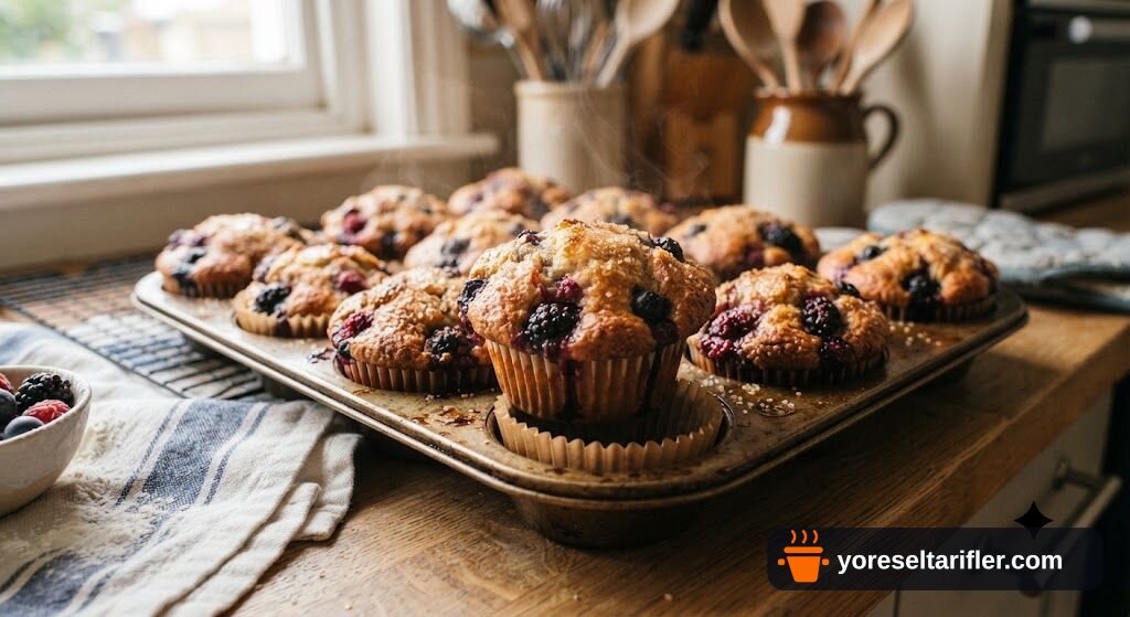 Kırmızı Meyveli Rafine Şekersiz Muffin Tarifi — Adım 6