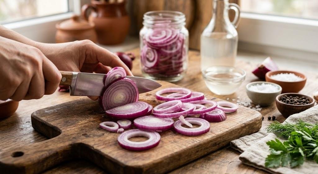 Kırmızı Soğan Turşusu Meze Tarifi — Adım 1
