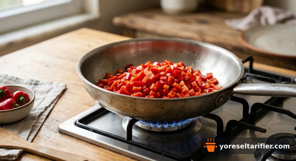 Yumurtalı Biber Kavurması Tarifi (Kahvaltılık) — Adım 1